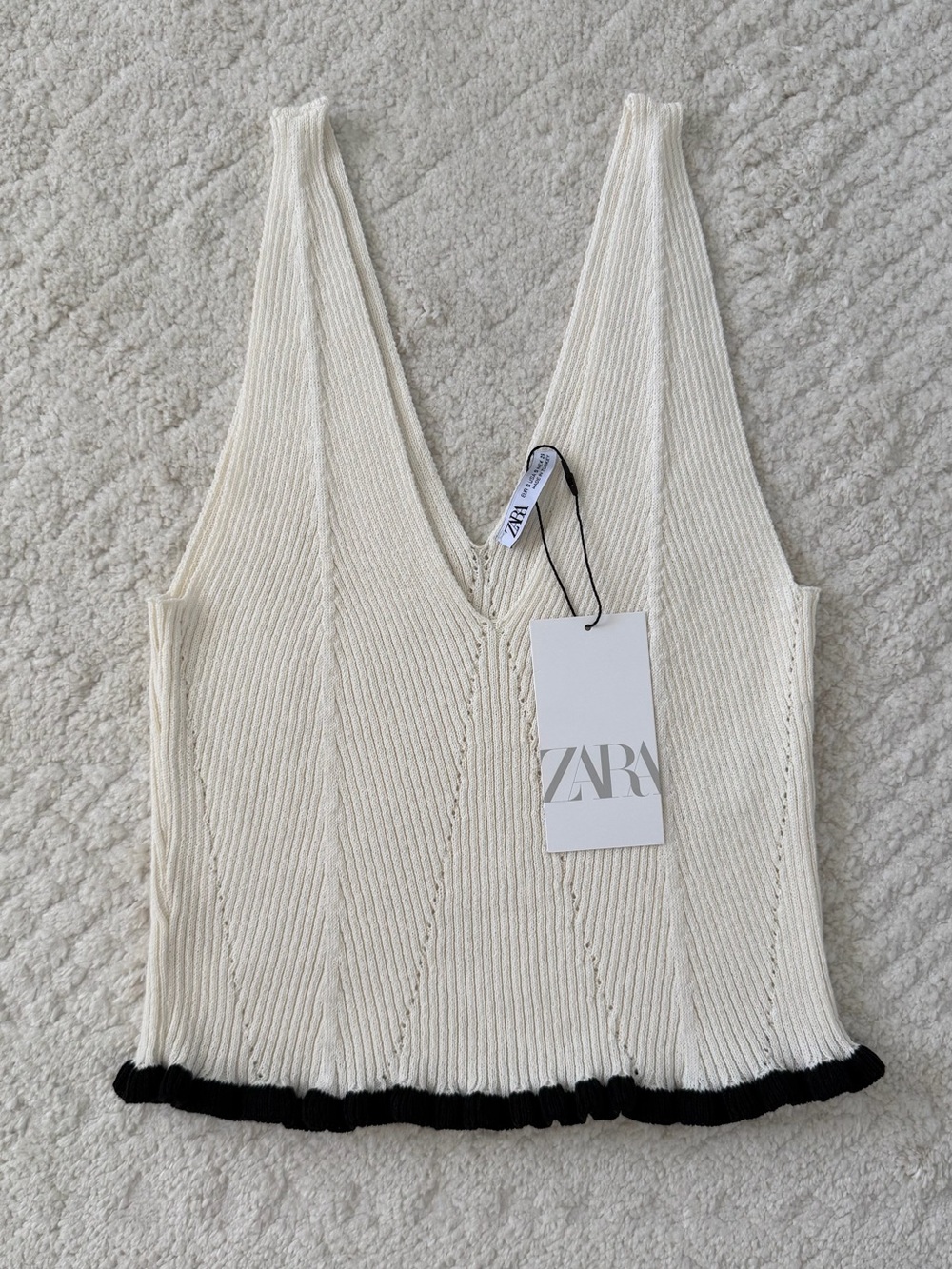 NWT Zara Ruffled Ribbed Top